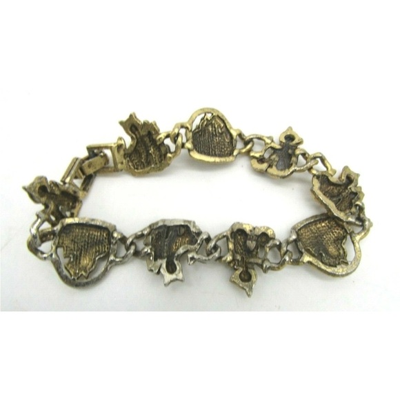 Adorable Vintage Gold Tone Kitten/Cats in Basket Gold Tone Bracelet 6.75" GUC - Picture 4 of 5